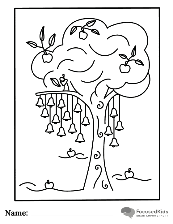 FocusedKids Coloring Page Download: Tree with Bells